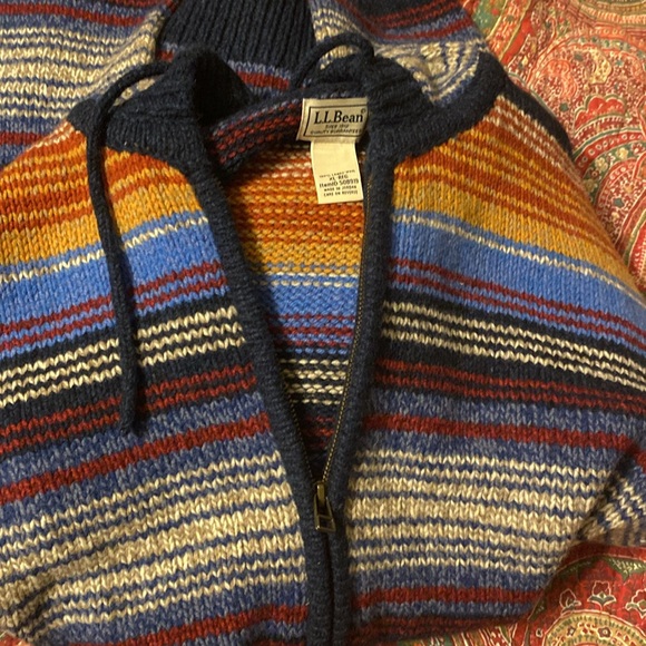 L.L.Bean Stripe Rag Wool Lambs’ Wool Hoodie Sweater Size XL - Picture 8 of 8